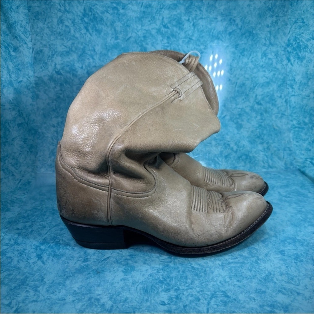 VTG Tony Llama Men’s Beige Leather Western Cowboy Boots  Size 9.5 D